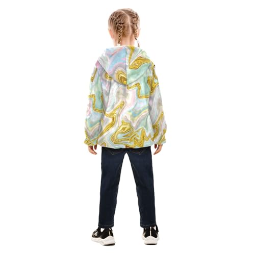 OTVEE Neon Colorful Golden Marble Kids Hoodie Jacket Fall Spring Full Zip Warm Outwear Coat4
