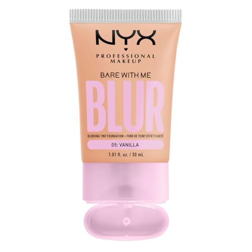 NYX Professional Makeup Fondotinta Effetto Blur, Con Coprenza Media, Finish Matte, Con Niacinamide, Matcha e Glicerina, Fino a 12 Ore d'Idratazione, Bare With Me Blur, Tonalità: Vanilla, 30 ml