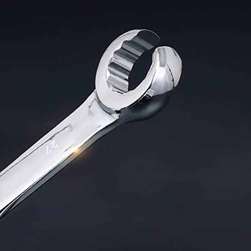 Senrise Flare Nut Wrench, Brake Pipe Spanner, Offset Fuel Pipe Double Open End Wrench, Chrome Vanadium Steel, Silver, 24Mm X 27Mm #TOP1