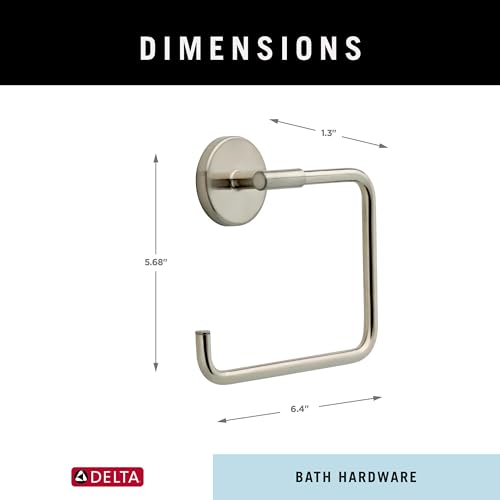 Image of Delta Hand Towel Holder | Square Stainless Steel Ring for Hanging Towels in Kitchen, Bathroom | Trinsic Accessories