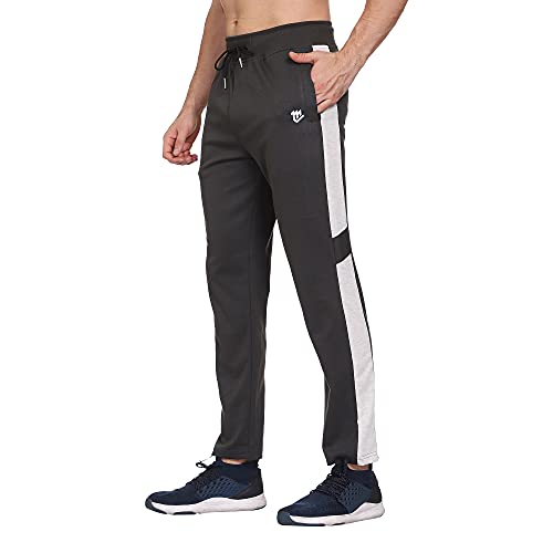 Image of MARK LOUIIS Track Pants for Men: Regular Fit Cotton Blend Lower with 2 Side Zipper Pockets, Back Pocket - Your Go-to for Running, Gym, and Comfortable Style.