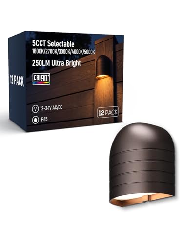 LEONLITE 12-Pack Update 5CCT Low Voltage LED Deck Lights, 250LM Ultra Bright Fence Down Light...