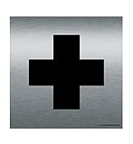 AUA SIGNALETIQUE - Plaque Alu Brossé Premiers Secours, Infirmerie - 130x130 mm