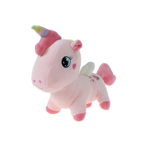 Peluche licorne 32 cm rose douce pour décoration de chambre d'enfant
