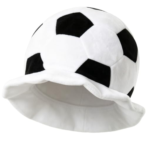 Men Soccer Shaped world cup 2026 hat world cup hat 2026 Black White Patchwork Acrylic Velvet Short Flat Brim Accessory for Football Events