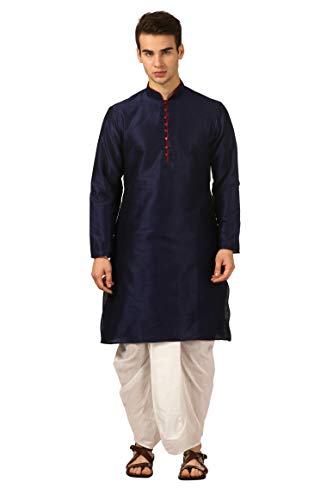 Image of Royal Kurta Men's Cotton Silk Dhoti Kurta (White)