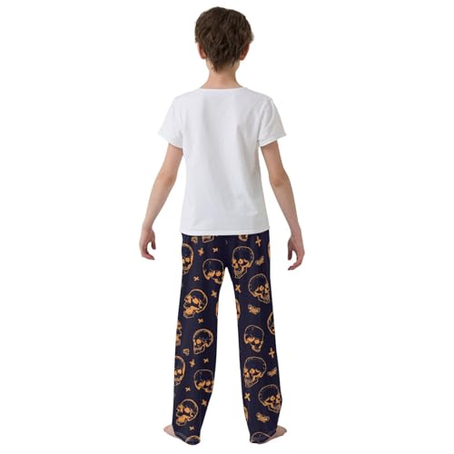 Skull and Butterfly Boys Long Pants Soft Trousers Elastic Waist Kids Lounge Bottoms with Pockets S-XL3