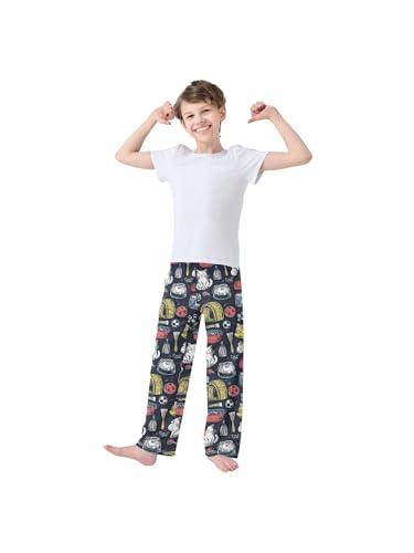 Abstract Lines Cat Boys Pants for Kids Jogger Pants with Pockets S3