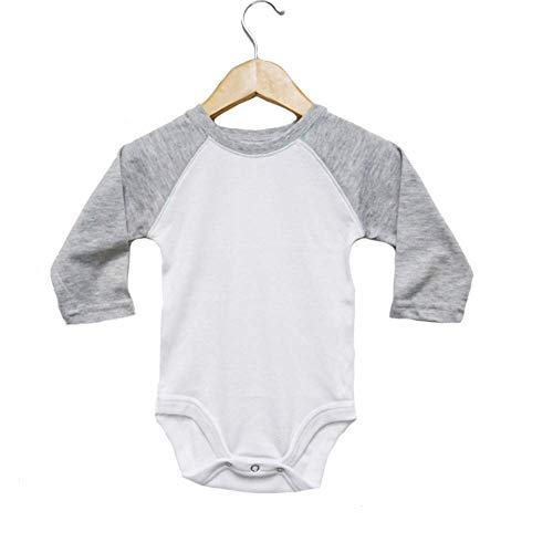 Laughing Giraffe Baby Infant Blank Long Sleeve Raglan Baseball-Style Onesie (White/Heather, 12-18 Months)