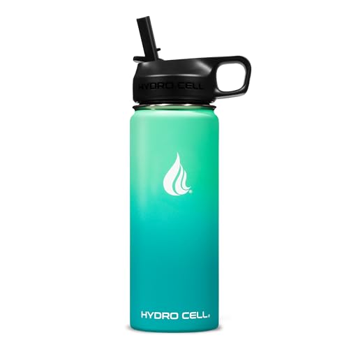 Image of HYDRO CELL Stainless Steel Insulated Water Bottle with Straw - For Cold & Hot Drinks - Metal Vacuum Flask with Screw Cap and Modern Leakproof Sport Thermos for Adults (Mint /Green 18oz)
