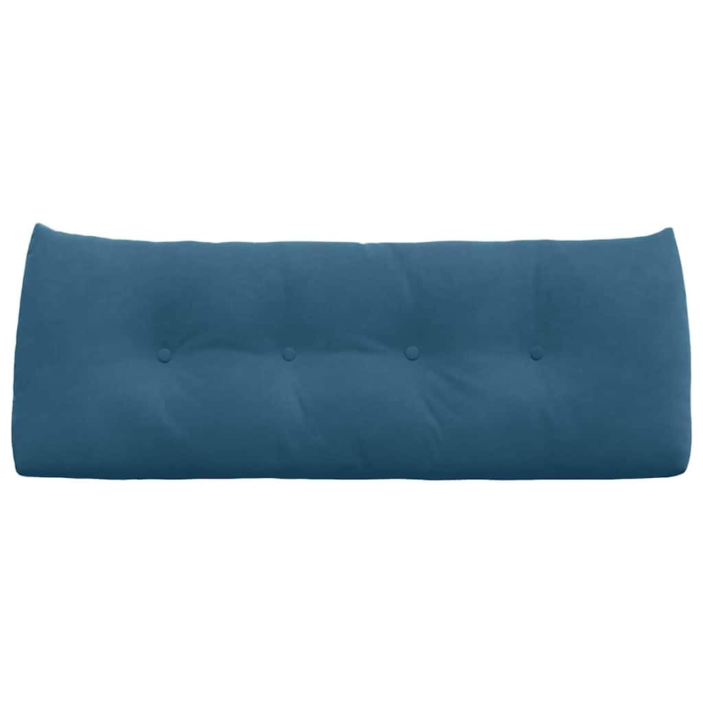 Rückenkissen 120 x 24 x 50 cm, Lesekissen aus Samt in Blau mit Seitentasche, ergonomisches Stützkissen für Bett und Sofa, Sofakissen mit abnehmbarem Bezug, Dekokissen für Entspannung