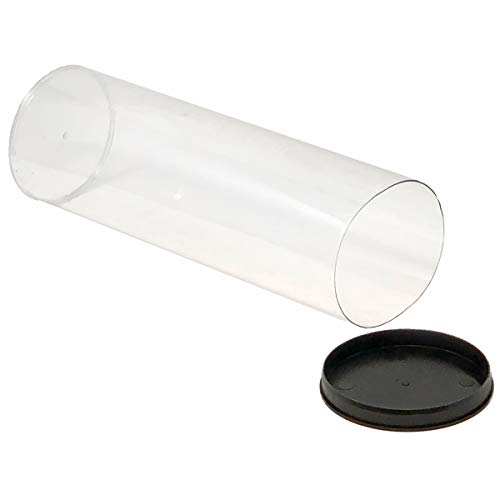Image of Prestige Import Group - 2 inch x 8.25 inch Transparent Clear Plastic (PETG) Storage Tubes with Black Lid - 20 Pack