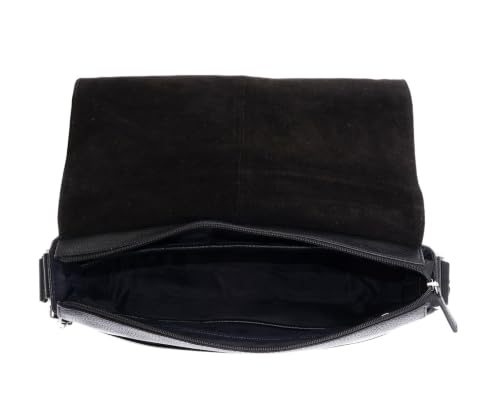 Bolso bandolera Leonhard Heyden de cuero negro Berlin con compartimento para portátil elegante 7