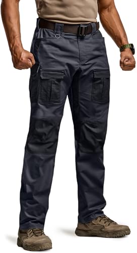 Image of CQR Men's Flex Ripstop Tactical Pants, Water Resistant Stretch Cargo Pants, Lightweight EDC Hiking Work Pants
