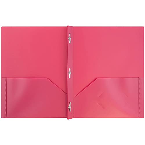 Jam Paper Plastic Color Pop Folders - 2 Pocket Durable Folders With Metal Prongs Fastener Clasps - Assorted Primary Colors - 6/Pack #TOP6