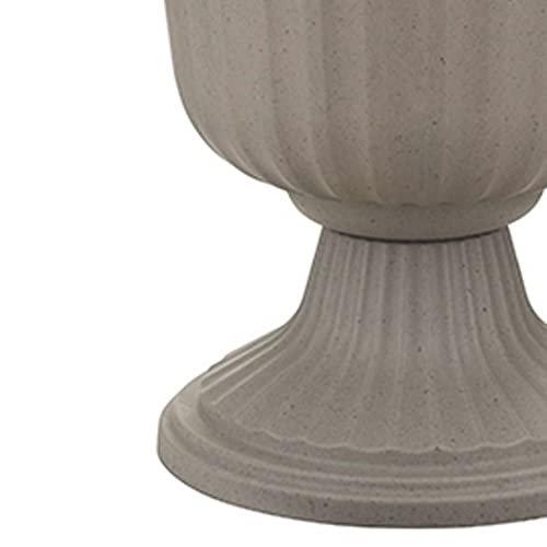 Southern Patio 14 Inch Large Outdoor Home Lightweight Plastic Utopian Urn Flower Planter Pot for Entryways and Backyard Patios, Stone - Thumbnail 7
