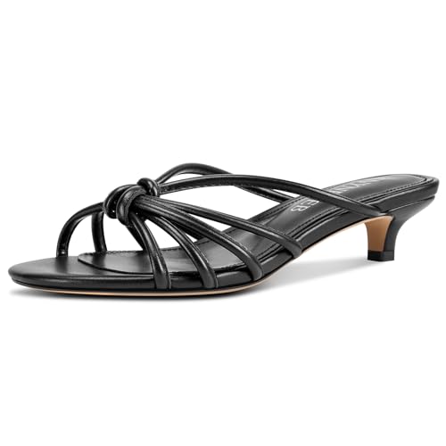 Image of TNYNFBEB Womens Sandals Mules Low Kitten Heel Open Toe Shoes Slip-on Slingback Prom Party Dress Summer 1.4 Inches Heels