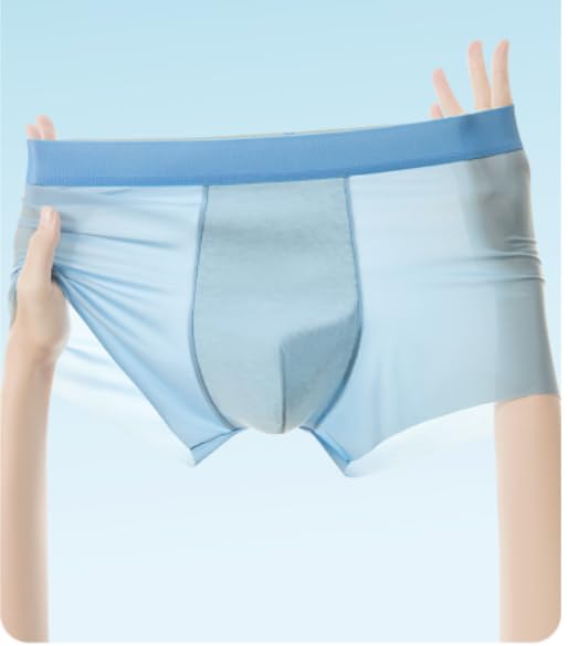 Men's Soft Ice Silky Boxer Briefs Lightweight Breathable Sexy Lingerie Shorts Seamless Trunk Underwear with Pouch3