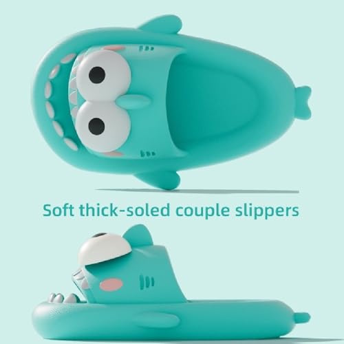 Adults 3D Shark Slides with Big Eye, Quick Dry Textured Grip Beach Home, Thick-Soled Eva Lightweight, Outdoor Slippers3