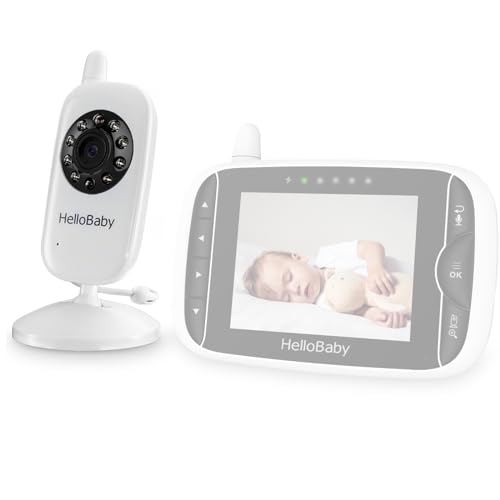 Image of HelloBaby Video Baby Monitor with Camera and Audio | Keep Babies Safe with Night Vision, Talk Back, Room Temperature, Lullabies, 960ft Range and Long Battery Life | Keep Babies Safe with Night Vision, Talk Back, Room Temperature, Lullabies, 960ft Range and Long Battery Life