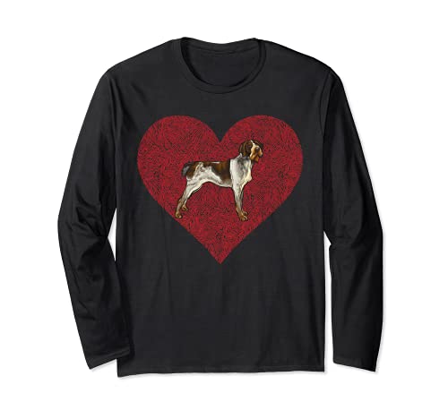 German Wirehaired Pointer Valentines Day Dog Love Heart Long Sleeve T-Shirt, Black