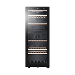 Haier HWS79GDG Weinkühlschrank / 79 Flaschen / 127 cm Höhe/hOn-App / 2 Zonen/UV-undurchlässige Glastür / 5 Holzablagen / 3D-LED Beleuchtsystem/Vibrationsarmer Kompressor Schwarz