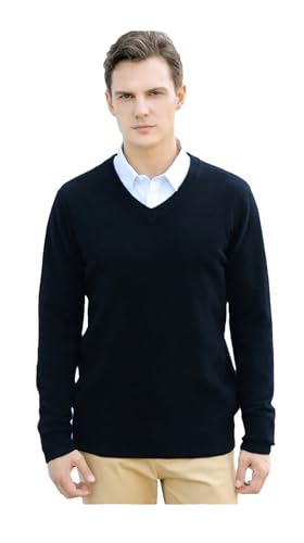 Winter Men's Cashmere Blended Pullover V-Neck Sweater Classic Business Casual Sweater