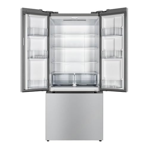 Image of Verona 30 inch Freestanding French Door Refrigerator with 18.2 cu. ft. Capacity, Automatic Ice Maker, Recessed Handle in Stainless Steel Look