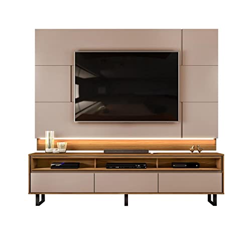 Bancada e Painel Betta 3 Gavetas Para TV até 75 Polegadas Griz/Carvalho Nobre Dj Móveis