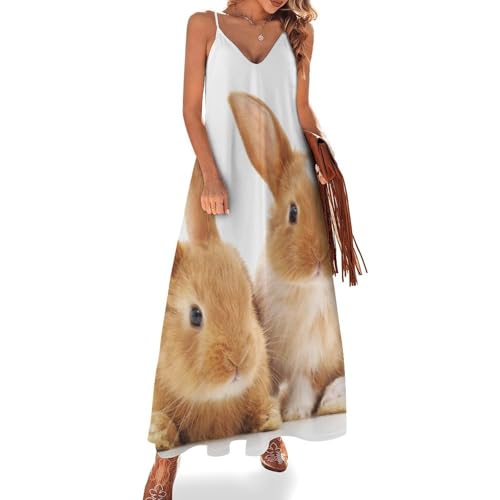 Robe maxi plage motif lapin brun chic pour vos voyages d'été