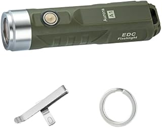 RovyVon Aurora A1x Keyring Torch, Max 650 Lumen Super Bright with Mini Size, USB Rechargeable Flashlight, 4 Mode Easy use, Waterproof, Perfect for Camping Outdoor Emergency(AmryGreen)