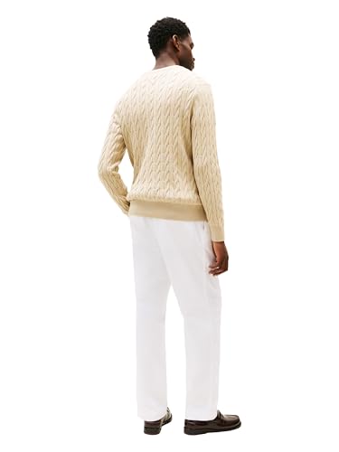 Image of Tommy Hilfiger Men's Cable Knit Crewneck Sweater Lightweight Pullover