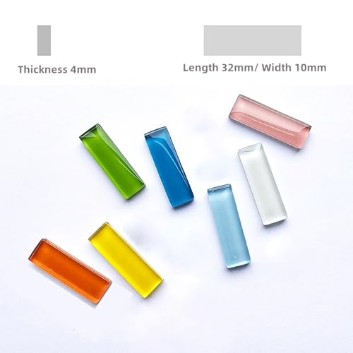 ZWCT 200g Rectangular Colorful Crystal Mosaic Glass Tile, Strip Craft Glass Tile for DIY Crafts and Mosaic Projects, Adult Mosaic Kit-Light Blue