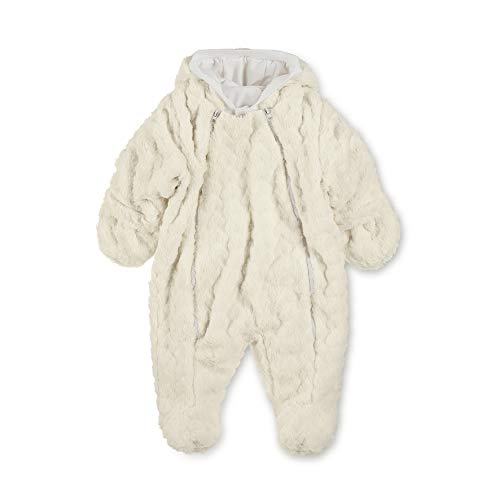 Sterntaler Flauschiger Overall für Mädchen mit Kapuze und Doppel-Reißverschluss, Alter: 4-5 Monate, Größe: 62, Beige (Ecru)