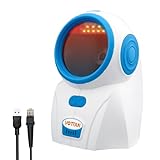 VOTTAN Desktop Barcode Scanner, Hands-Free QR 1D 2D Wired USB Omnidirectional Bar Code Scanner Screen Automatic Scanning Platform Scanner for POS Cash Register (White)