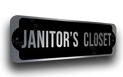 Janitors Closet Sign, Signs For Business, Janitors Closet Signs, Business Sign, Janitors Closet, Door Signs, Silver Finish, 9 X 3 Inches