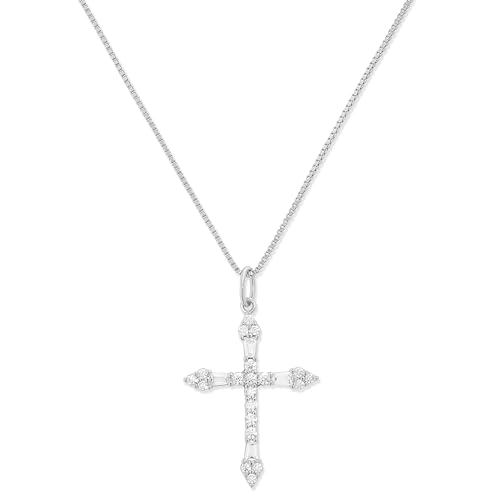 Milla Silver Cross Necklace for Women with Thin Baguette Cross Pendant