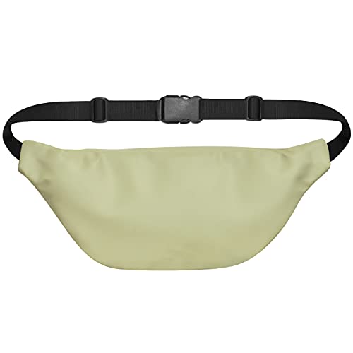 Image of Unisex Premium Leather Waist Pack Slinger Travel Handy Hiking PU Rubber Zip Pouch Elegant Style Document Money Phone Belt Sport Bag for Men and Women Adjustable Strap (Light Green)