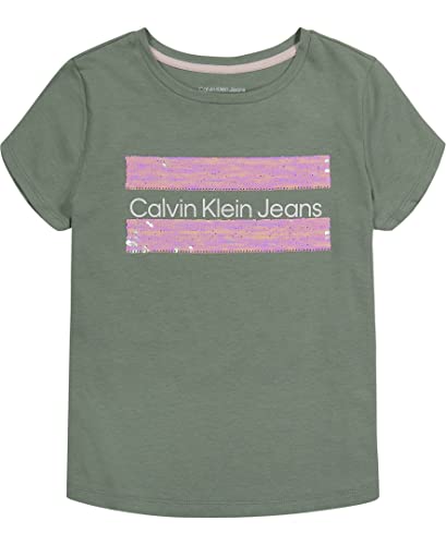 Calvin Klein Girls' Short Sleeve Cotton T-Shirt with Flip Sequin Design & Tagless Interior2