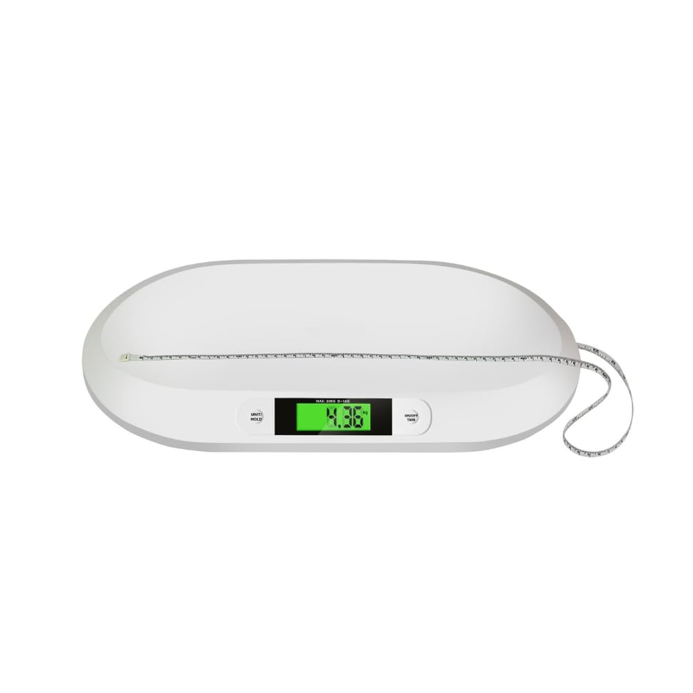 Báscula digital para bebés y niños con pantalla digital LCD con medidor báscula pesa recién nacido pediátrica 20 kg apagado automático y tara pesar apta también para animales pequeños