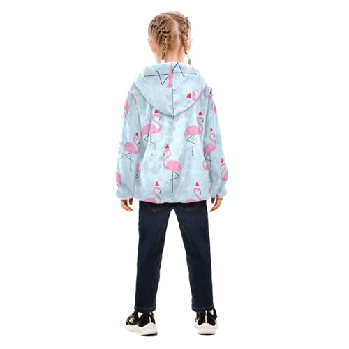OTVEE Xmas Christmas Flamingo Kids Hoodie Jacket Fall Spring Full Zip Warm Outwear Coat4