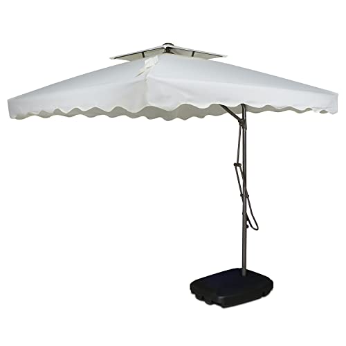 Image of INVEZO Garden Outdoor Patio Umbrella MS SIDE POLE SQUARE (2.2 x 2.2 sq mtr) Big size umbrella /terrace Balcony Outdoor cantilever umbrella With Base