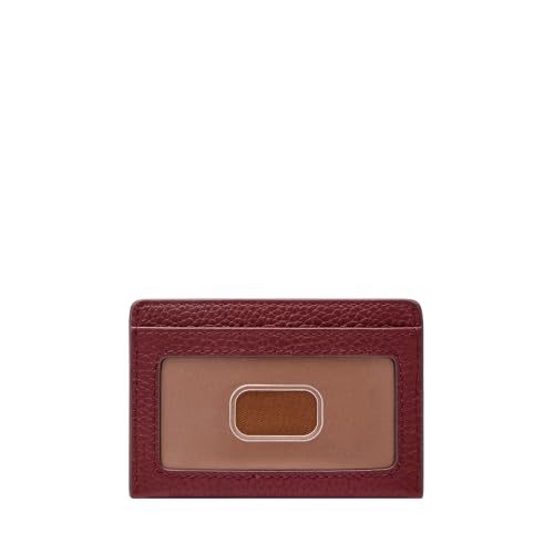 Image of Fossil Women's Logan RFID-Blocking Leather Zip Around Card Case Wallet with Keychain