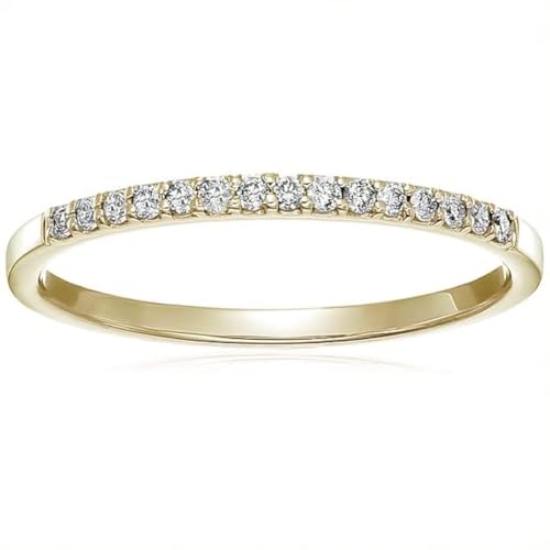 1/8 cttw Petite Round Diamond Wedding Band for Women 10K Yellow Gold Prong Set
