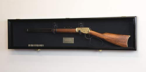 1 Rifle Gun Display Case Cabinet Wall Rack Holder 44.5 Long Case - Lockable (Black Finish - Black Felt)