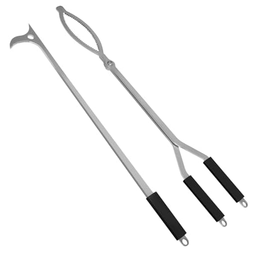 40" Fire Tongs Fire Pit Tongs Set, Stainless Steel Fireplace Tongs Log Grabber Suitable for Outdoor Fireset Fire Pit Bonfire Camp Fire Backyard Deck Indoor Fireplace Tools