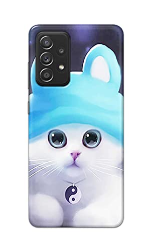 Image of Chinese Cutie Kitten Cat Big Eyes Lovely Girl Ears Hard Back Case Cover for Samsung Galaxy A52 / A52 5G (6.5 inch) Back Cover -(J5) VNS2221