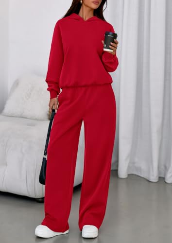 Image of PRETTYGARDEN Womens Sweatsuits 2 Piece Set 2026 Casual Winter Long Sleeve Hoodie Loose Wide Leg Sweatpants Fall Tracksuit