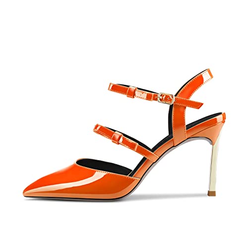 DearOnly Women High Stiletto Heel Pointed Toe Sandals Slingback Buckle Wedding Cute 3.3 Inches Heels2