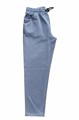 Image of Men's Denim Lower (Track Pants - Soft Fabric with Elastic Waist, Cotton Twill, Casual Wear, Regular Fit, Full Length for Gym, Exercise, Yoga)